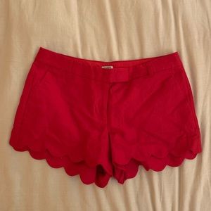 J. Crew Red Scalloped Shorts